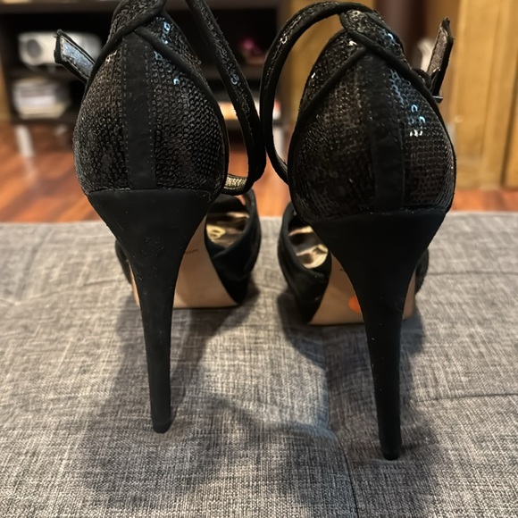 NWOT Sam Edelman Black Sequin Paisley Platform Shoe - Picture 3 of 5